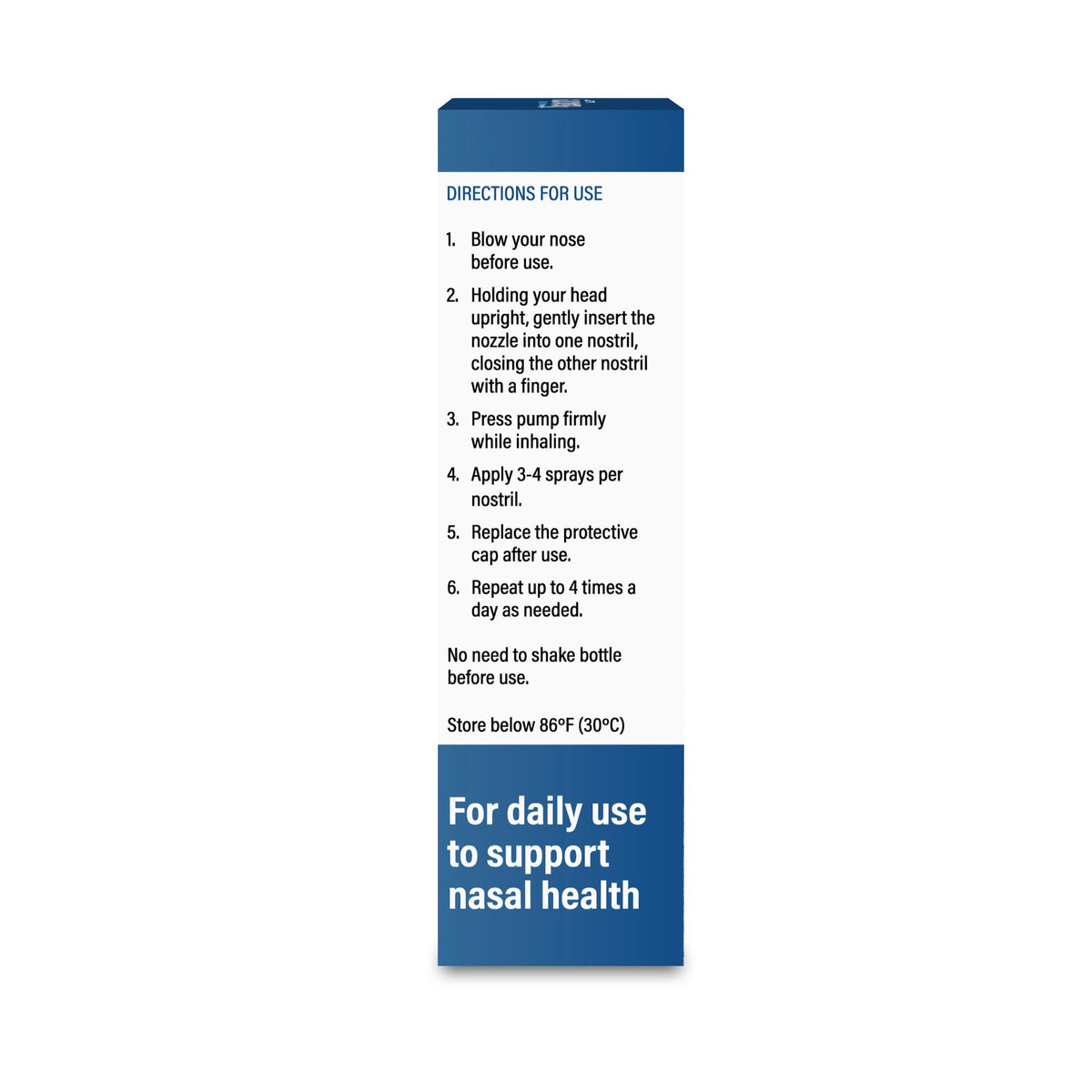 Nasodine box side panel: directions for use